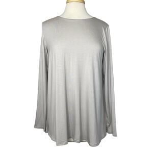 EILEEN FISHER *NEW* Slate Gray Fine Jersey Knit Jewel Neck Top Medium #F9FTJ